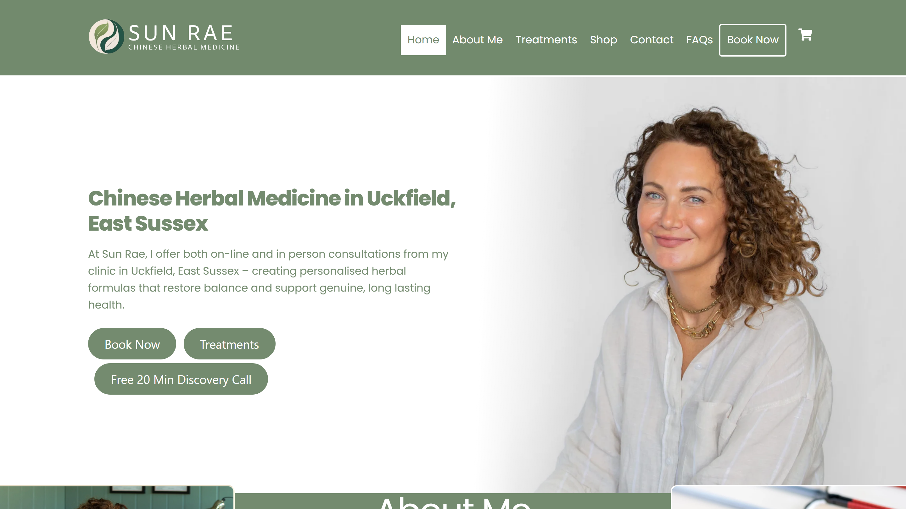 Sun Rae website homepage
